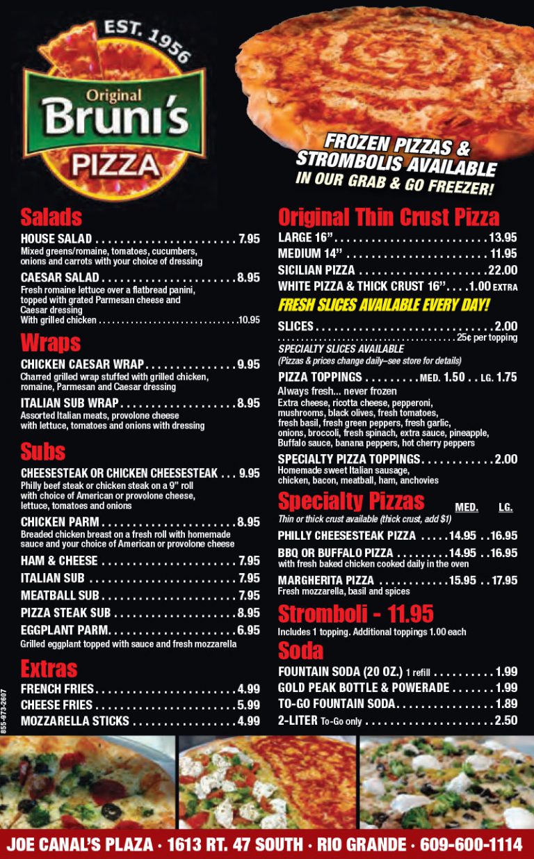 Bruni S Pizza Menu Rio Grande Nj Menu